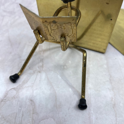 1950s MCM Modernist Brass and Wood Stick Figure Bookends Set of 2