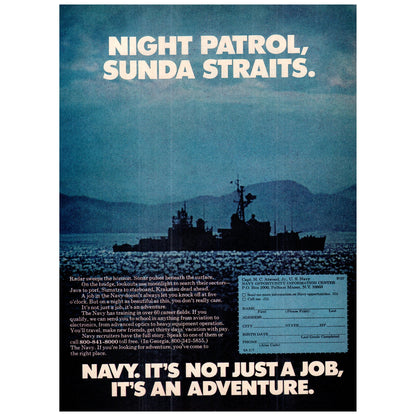 Sunda Straits Capt. HC. Atwood Jur US Navy Recruiting 1977 Ad D25