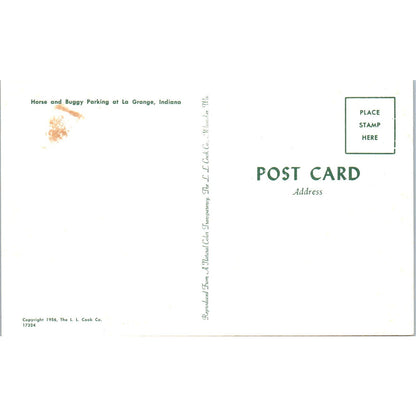 Amish Horse and Buggy Parking Lot at LaGrange Indiana Postcard PD7