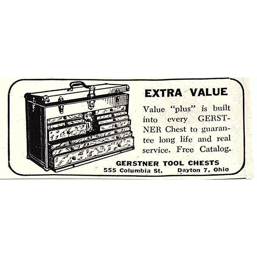 Gerstner Tool Chests - Dayton Ohio 1955 Ad AF9-S8