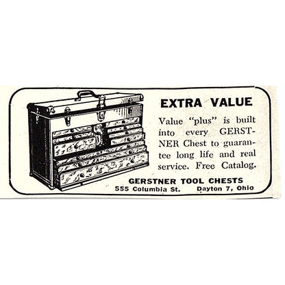 Gerstner Tool Chests - Dayton Ohio 1955 Ad AF9-S8