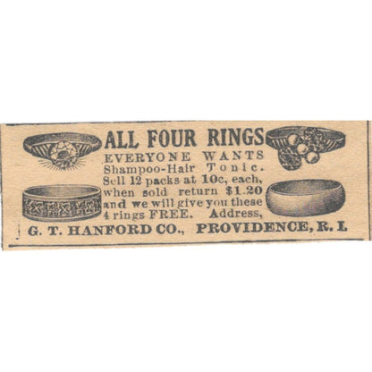 Ring Promotion G.T. Hanford Co Providence RI 1910 Magazine Ad AF1-SS9