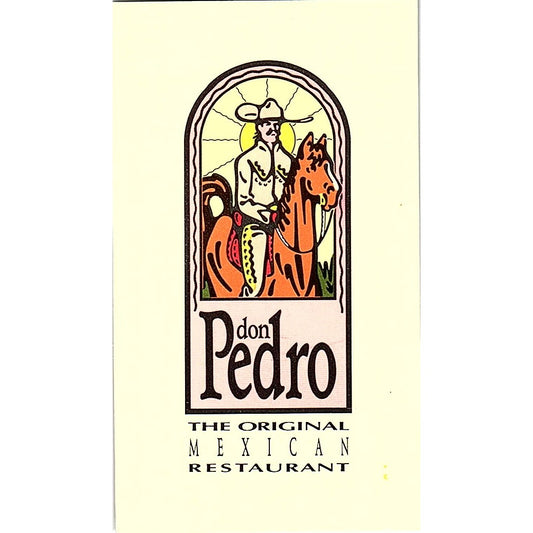 Don Pedro Mexican Restaurant Ruben Sepulveda Austin Vintage Business Card SC9-B1