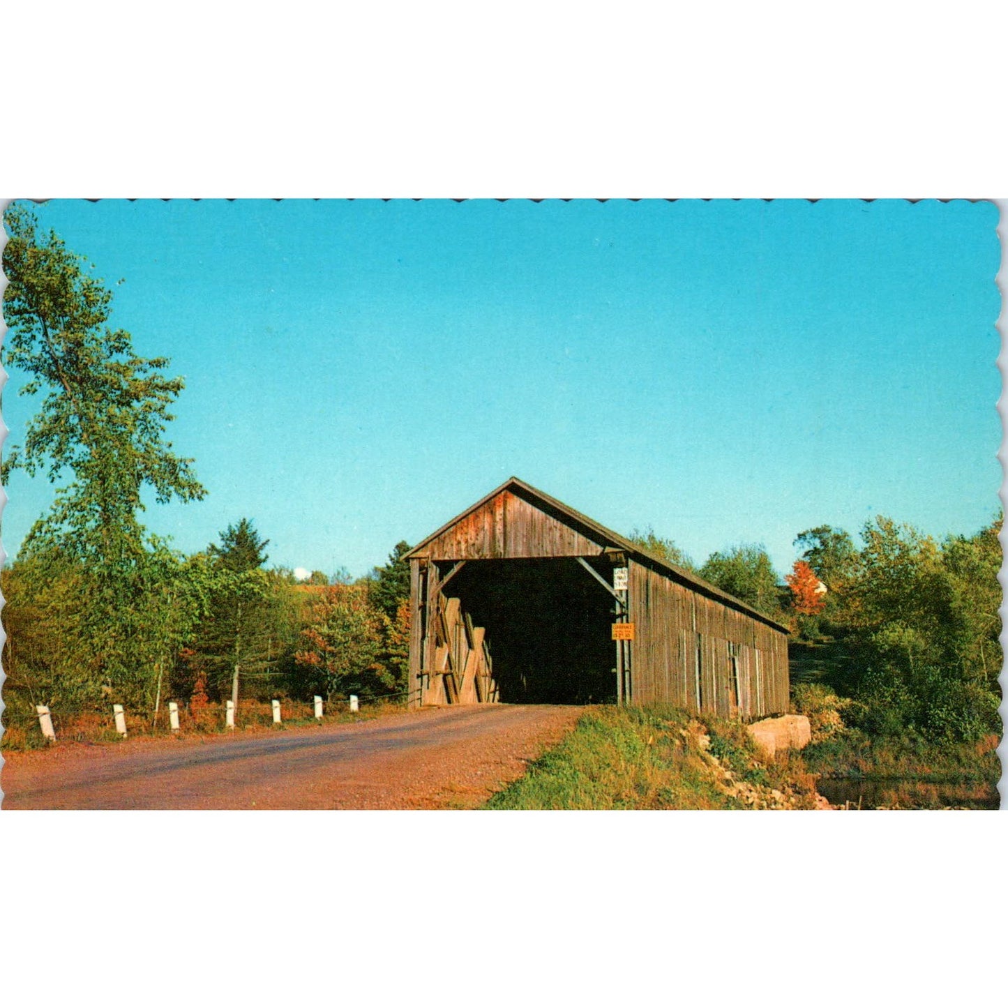 Meduxnekeag Stream Littleton Maine Covered Bridge Postcard PB13