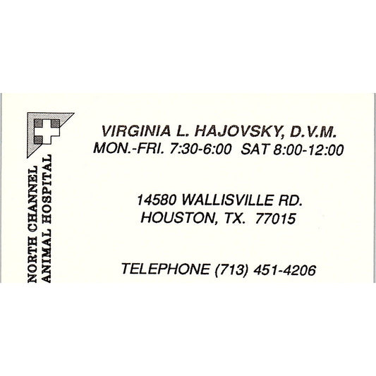 Virginia L Hajovsky North Channel Animal Hospital Houston Business Card SC9-B1