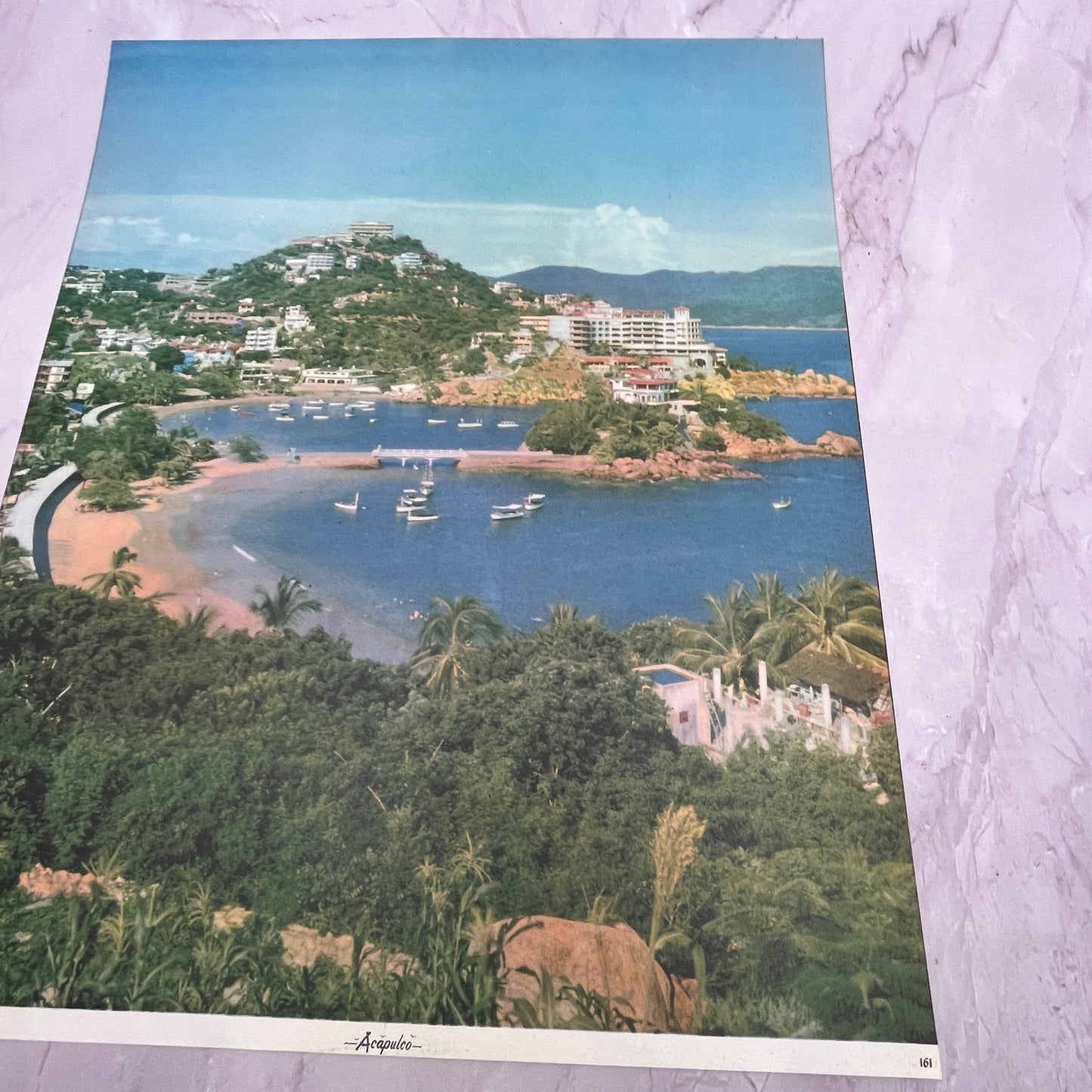 1970s View of Acapulco Vintage Mexican 12x14" Art Print V21
