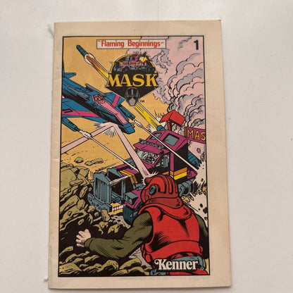 1985 M.A.S.K. Kenner Mini Comics Booklet #1 Flaming Beginnings Mask TK3-CC1