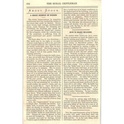 A Short Sermon on Horses - Lower Canada Agriculturist 1867 Article AG9-5