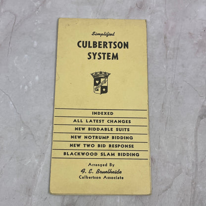 Vintage 1941 Simplified Culbertson System Bridge Bidding Rules Booklet TA9-E1