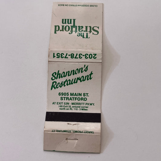 Shannon's Restaurant The Stratford Inn CT Vintage Matchbook Cover TB6-MB1-10