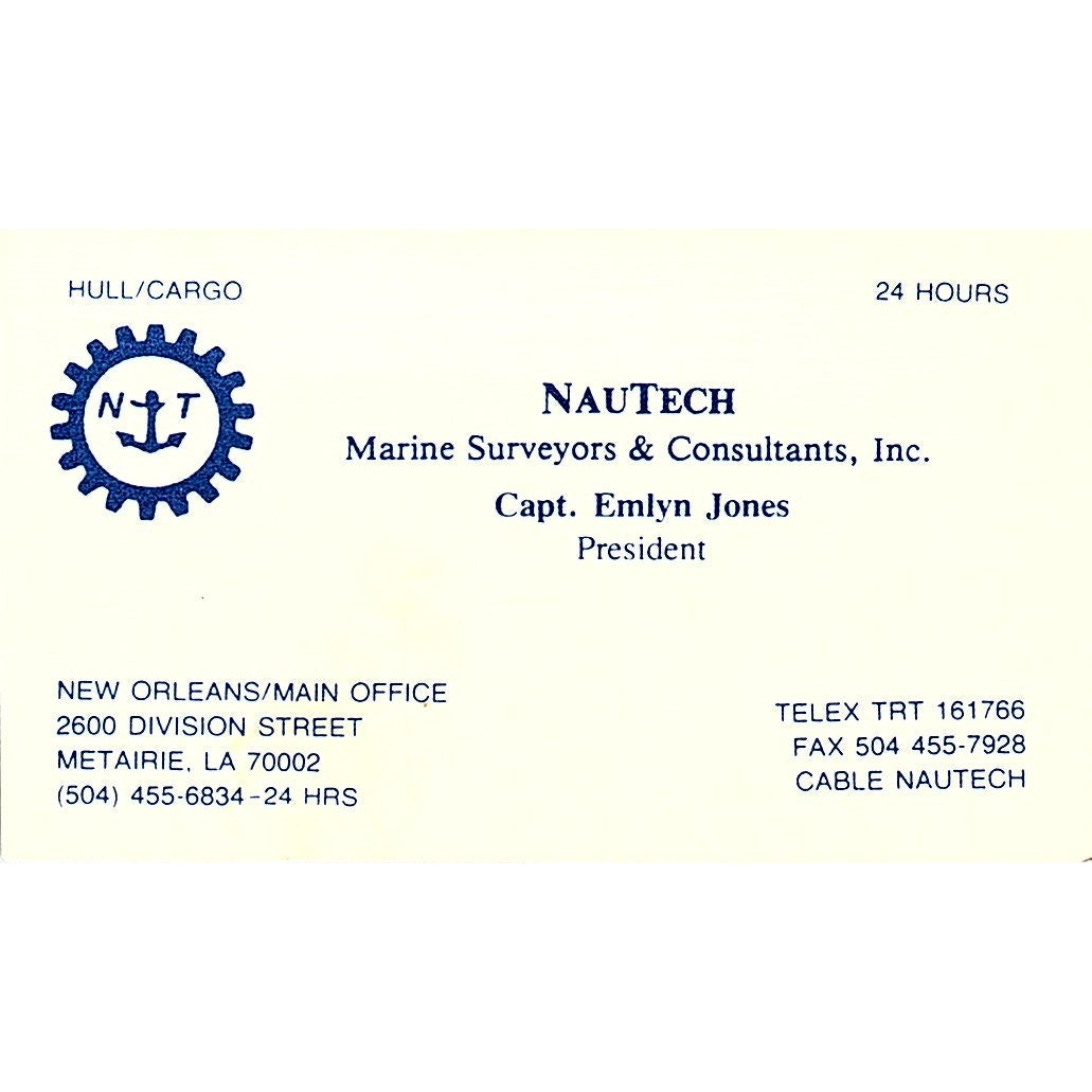 Nautech Marine Surveyors & Consultants, Inc. Capt. Jones Metairie Card SSB4-B13