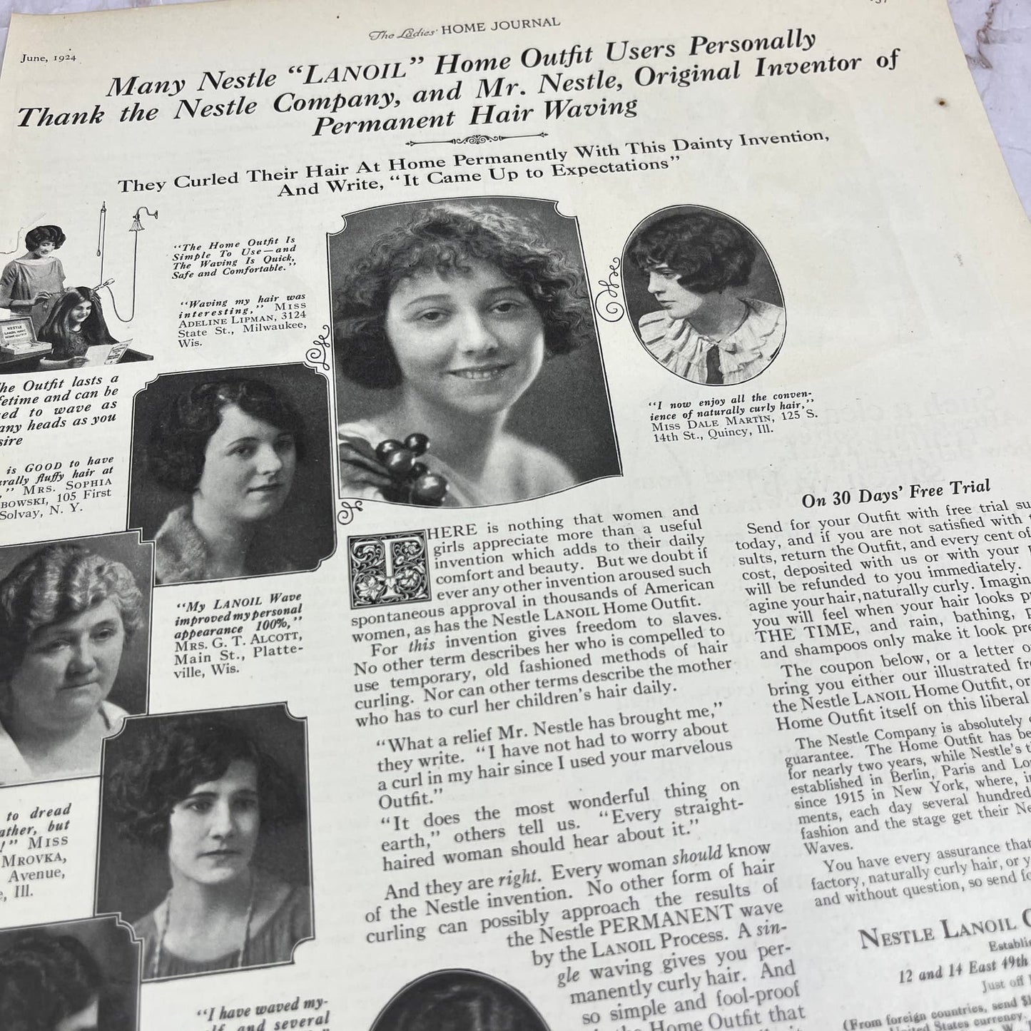 Nestle Lanoil Co Home Outfit for Permanent Waving 1924 Magazine Ad FL6-11