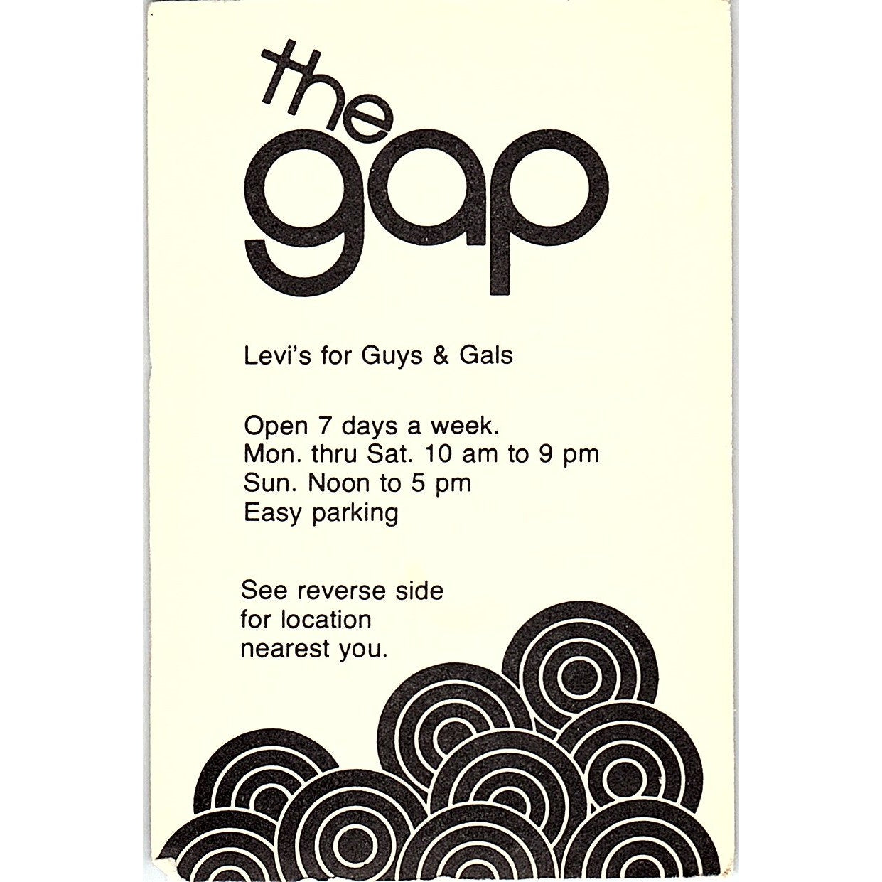 The Gap Levi's for Guys & Gals California Vintage Business Card TH2-B2