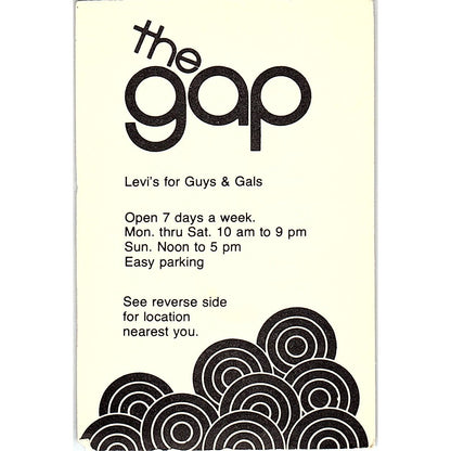 The Gap Levi's for Guys & Gals California Vintage Business Card TH2-B2