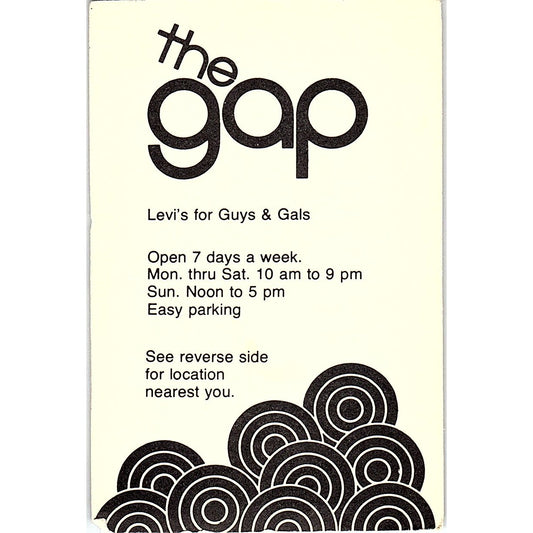 The Gap Levi's for Guys & Gals California Vintage Business Card TH2-B2