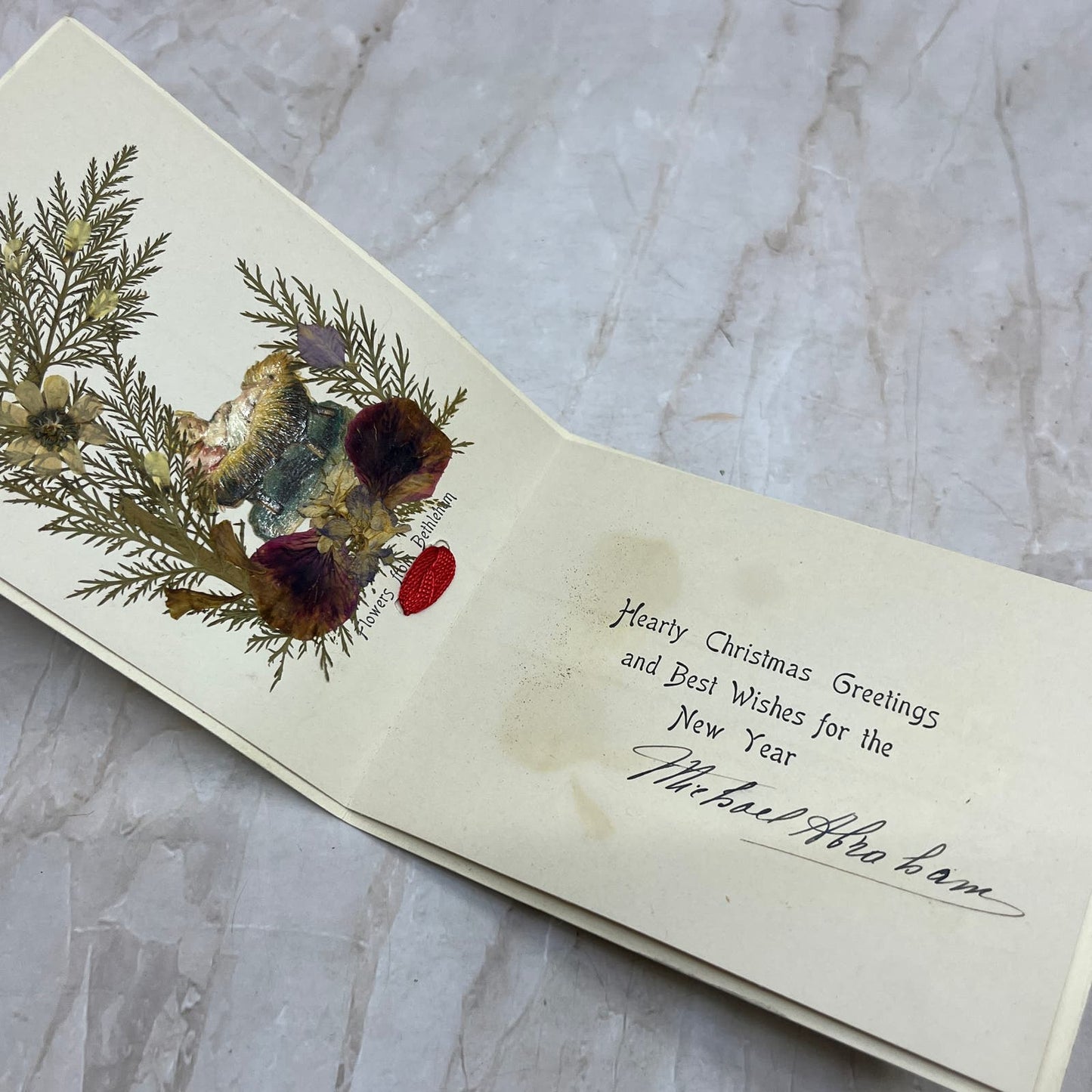 Vintage Flowers of Bethlehem Memento Greeting Card TI8-S6