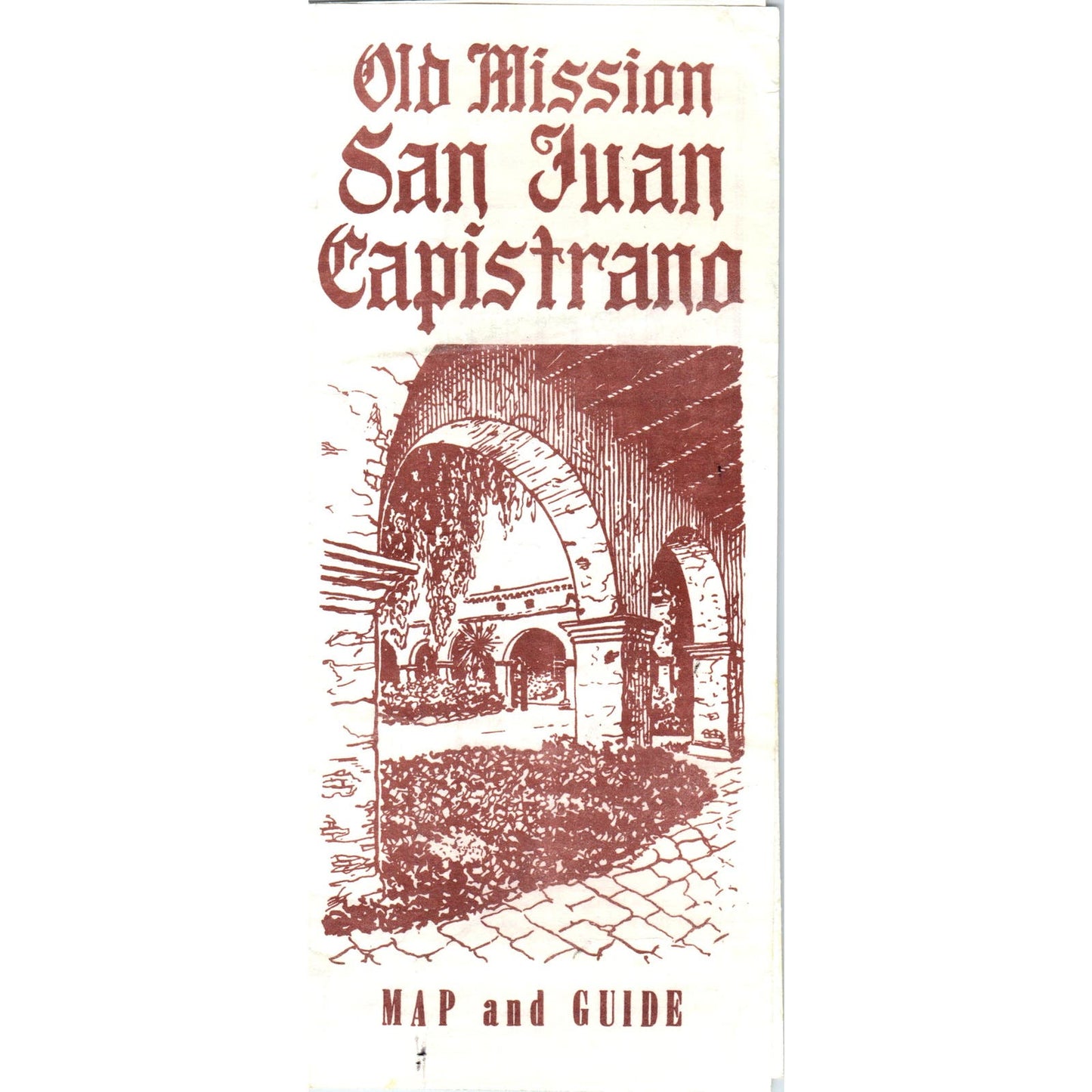 Vintage Old Mission San Juan Capistrano Travel Map and Guide Brochure AE9-X2