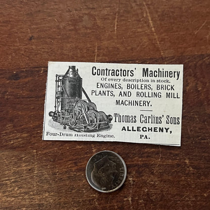 Thomas Carlins Sons Contractors Machinery Allegheny PA Original Ad AD8-P29