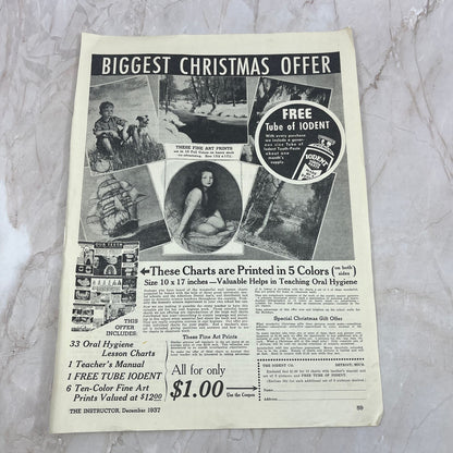 1937 Iodent Dental Hygiene Charts 10x14 Vintage Magazine Advertisement FL6-5
