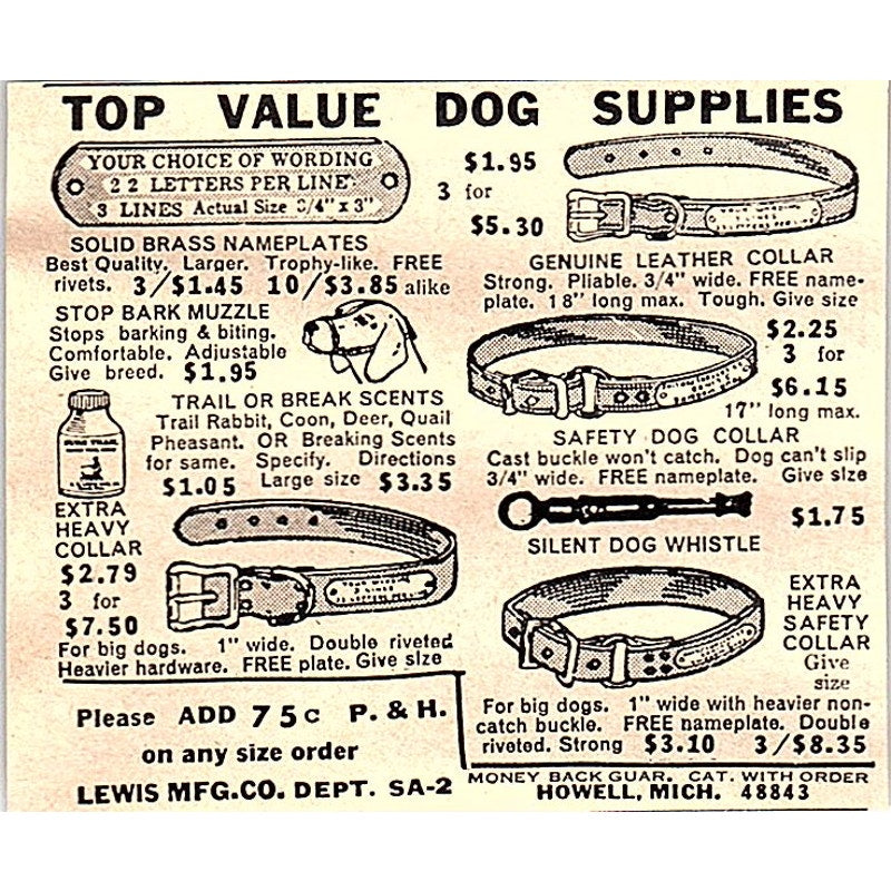Top Value Dog Supplies Lewis Mfg Co Howell MI 1977 Ad AF6-M2