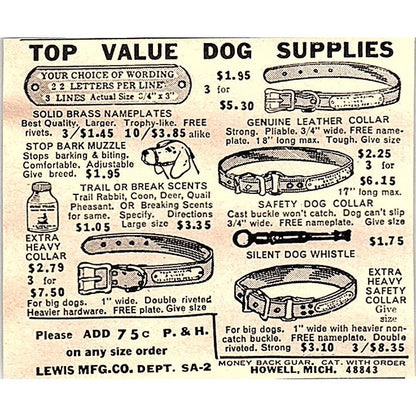 Top Value Dog Supplies Lewis Mfg Co Howell MI 1977 Ad AF6-M2