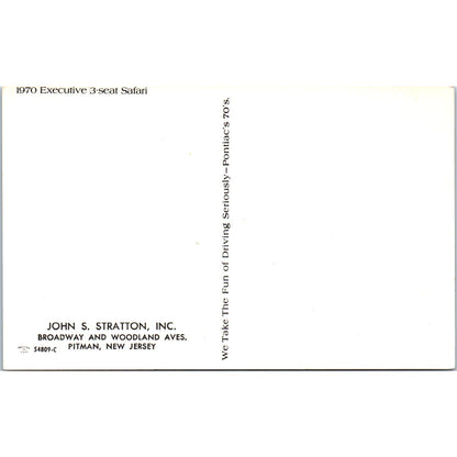 1970 Pontiac Executive 3-Seat Safari John S. Stratton Pitman NJ Postcard PC11