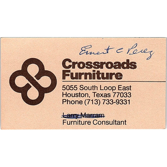 Crossroads Furniture Houston Texas Vintage Business Card SF3-B3