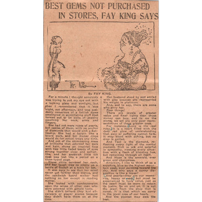 Vintage Fay King Cartoon Clipping Best Gems Not Purchased in Stores AE6