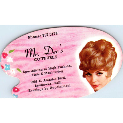 Mr. Dee's Coiffures Bellflower CA Vintage Business Card SD8-B10