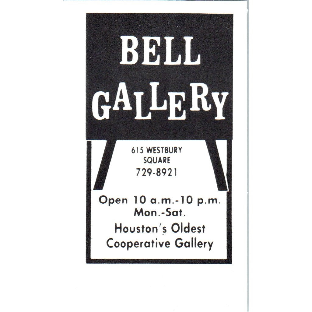 Bell Gallery Houston Cooperative Gallery Vintage Business Card SE3-B6