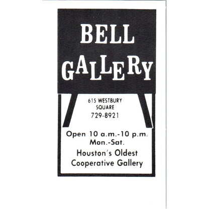 Bell Gallery Houston Cooperative Gallery Vintage Business Card SE3-B6