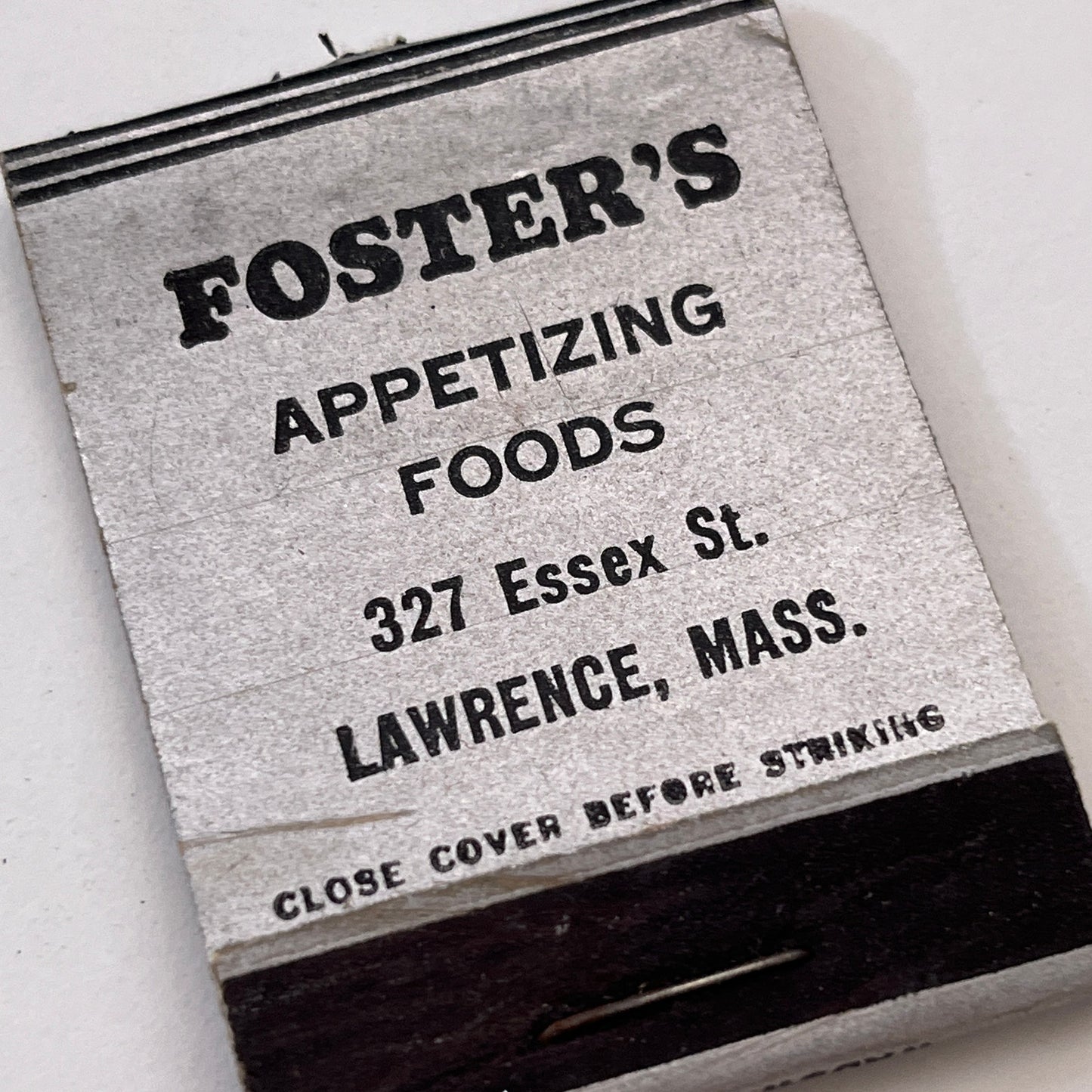 Foster's Appetizing Foods Lawrence MA Vintage Matchbook Cover TB8-MB3-1