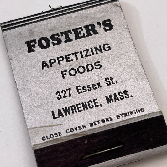 Foster's Appetizing Foods Lawrence MA Vintage Matchbook Cover TB8-MB3-1