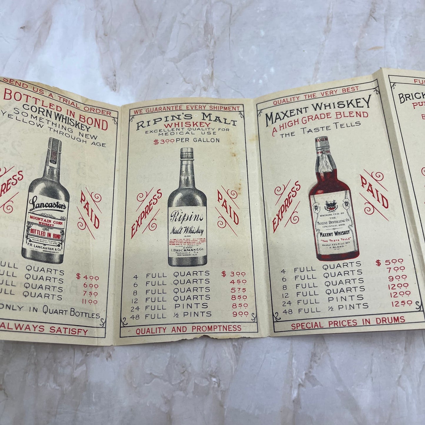 c1880 J. Brickman & Co Liquor Dealer Pamphlet Pensacola FL Montgomery AL TI8-S5