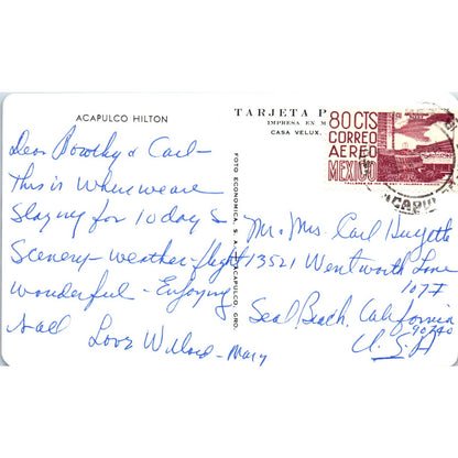 Acapulco Hilton Hotel Vintage Postcard PE4