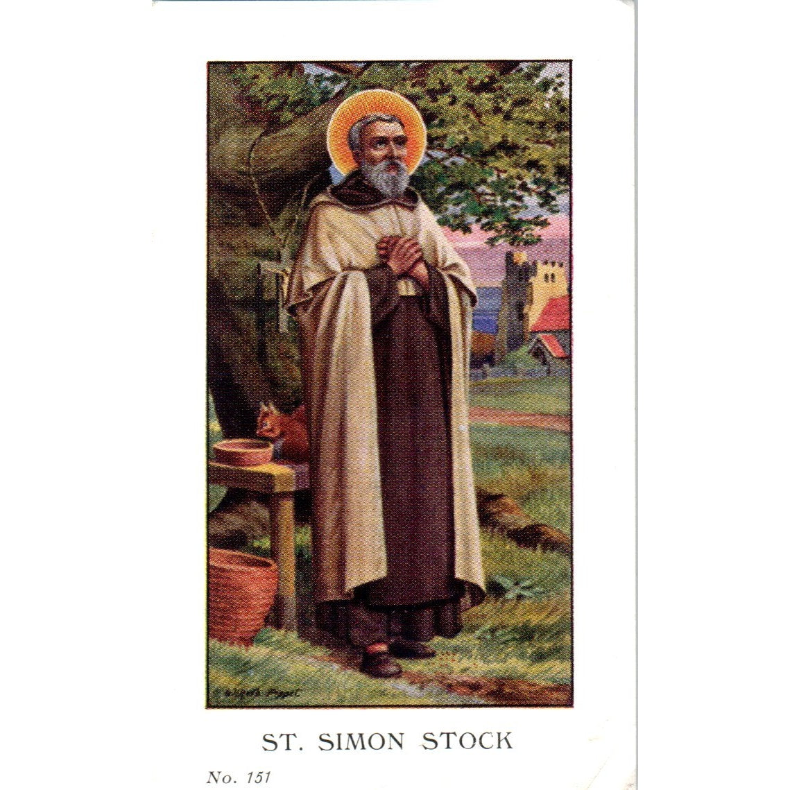 St. Simon Stock Faversham Kent Vintage Catholic Prayer Card TH2-PC1