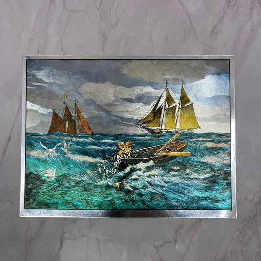 Nantucket Lionel Barrymore Fishing Sailing Vtg Chromatic Foil Etch 6x7.5" V18