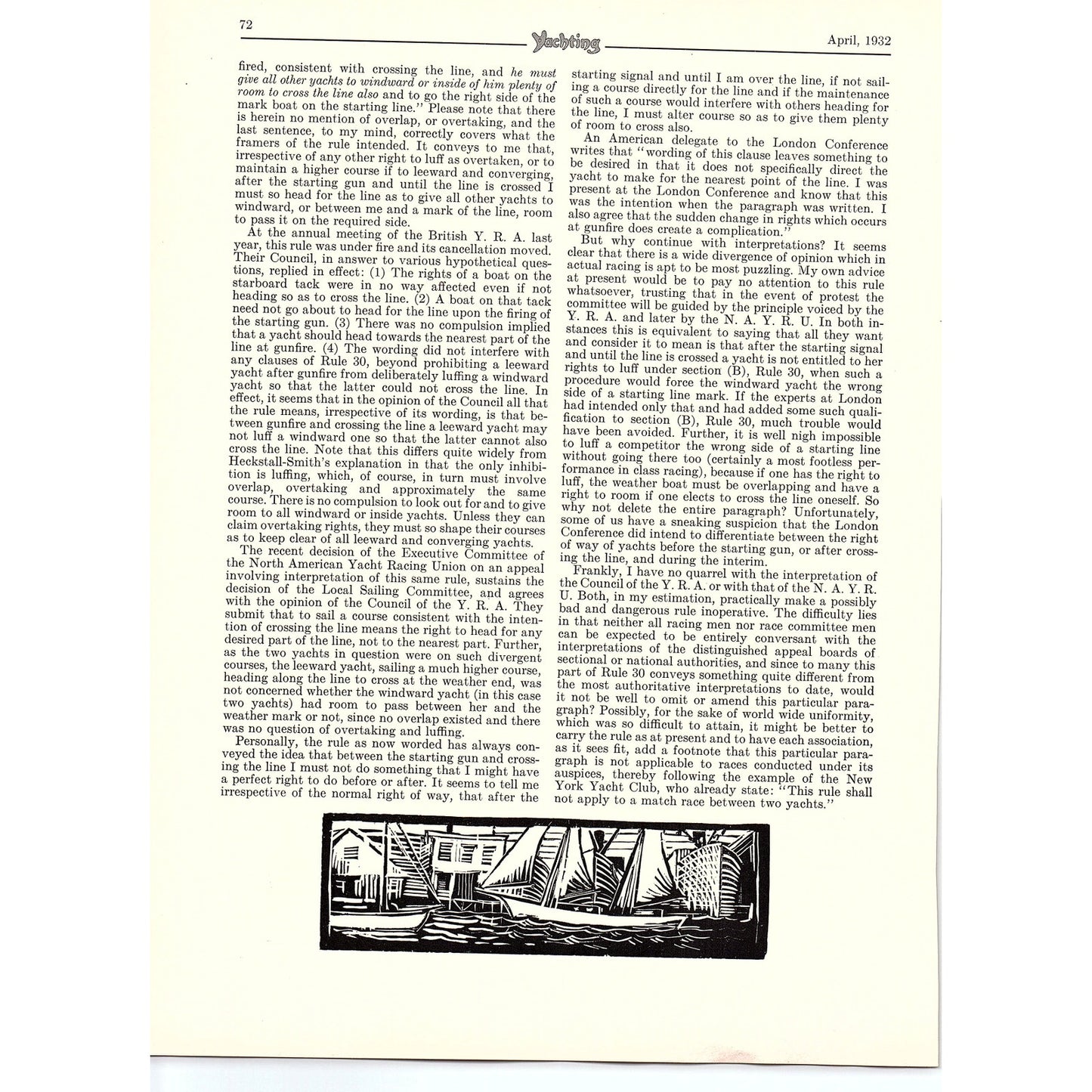 An Ambiguous Rule in Yachting C. Sherman Hoyt 1932 Article V1-4