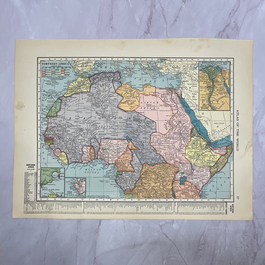 Map of Northern Africa, Central & Southern Africa Double Sided 1910 Print V14-7