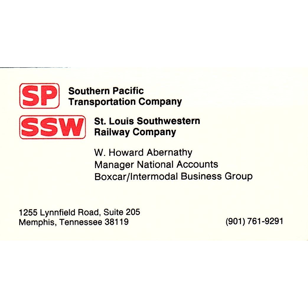 W Howard Abernathy St. Louis Southwestern Railway Authority Business Card SC9-B4
