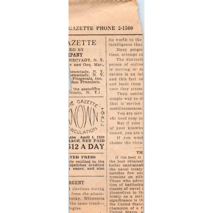 1930 Newspaper Article Marion D. Manion Schenectady NY Overdoses on Morphine AE6