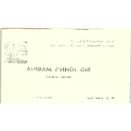 The Brightwells Big John's Marina Onalaska Texas Vintage Business Card SB4-B10