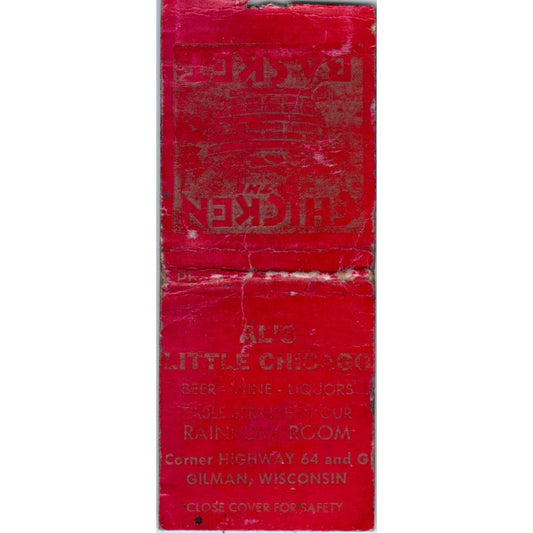 Al's Little Chicago Rainbow Room Gilman WI Vintage Matchbook Cover SD2-Y11