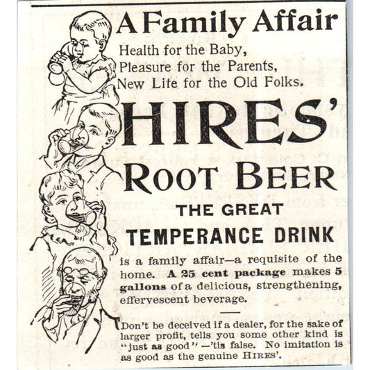 Hires' Root Beer The Great Temperance Drink c1890 Victorian Ad AE8-CH10