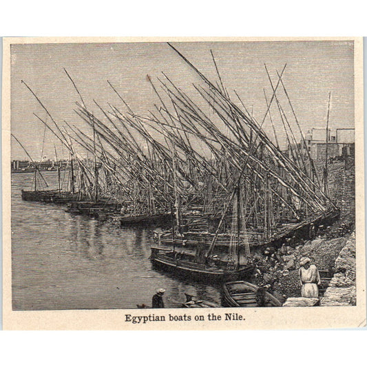 Egyptian Boats on the Nile 1901 Engraving AF2-A6