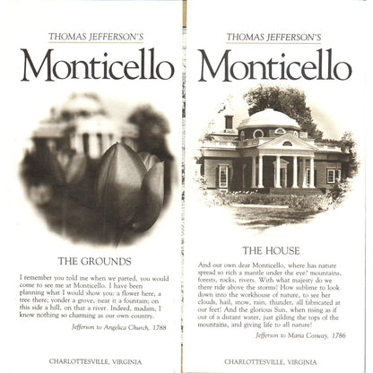 Vintage Thomas Jefferson's Monticello Charlottesville VA Travel Brochure TF4-B2