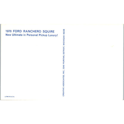 1970 Ford Ranchero Squire Wood Grain Vintage Postcard PC11