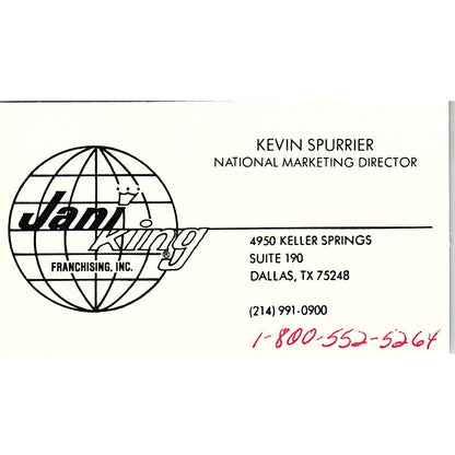 Jani King Franchising Kevin Spurrier Dallas TX Vintage Business Card SC9-B1