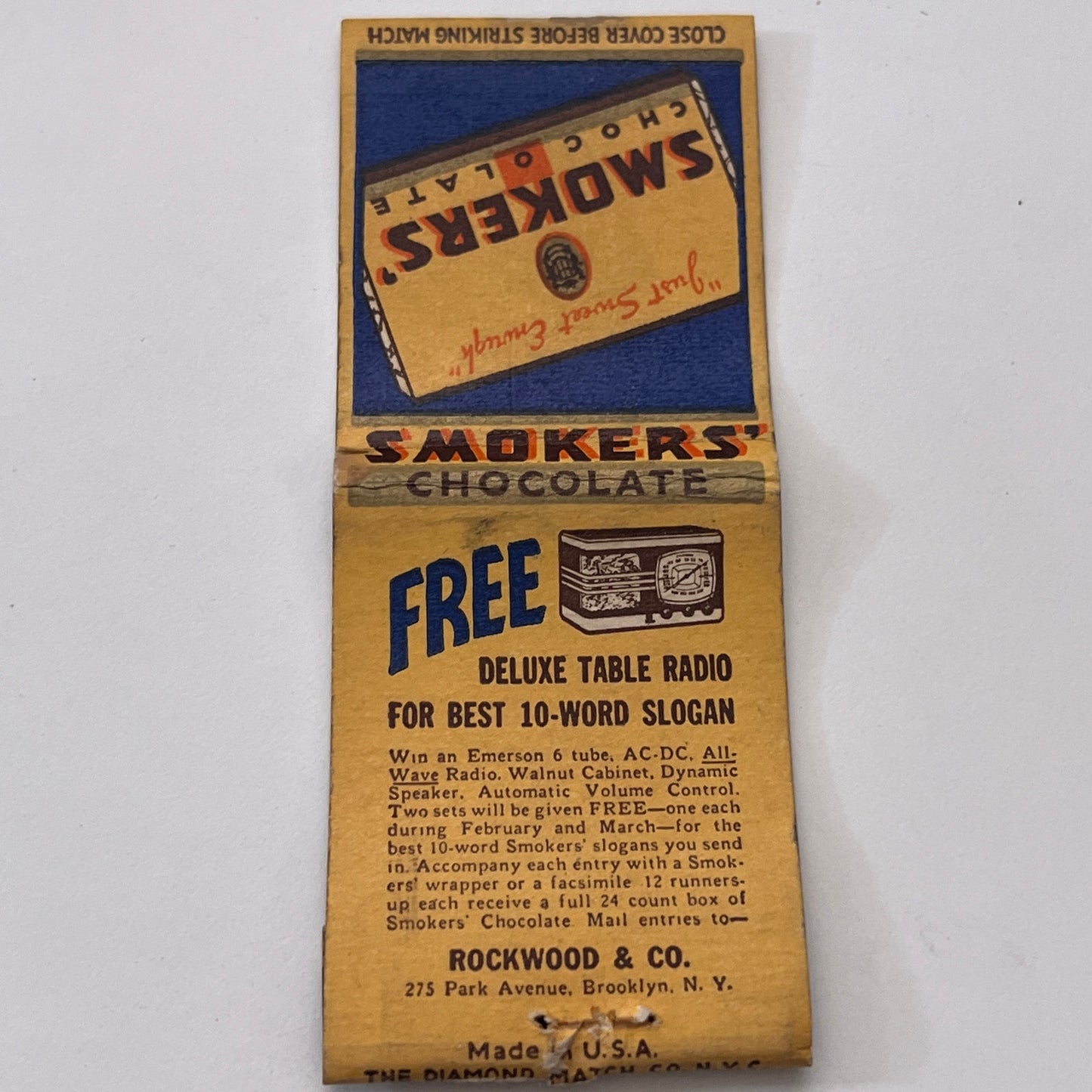 Smokers' Chocolate Vintage Matchbook Cover TB8-MB-13