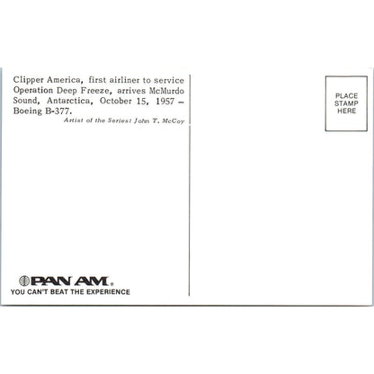Boeing B-377 Pan Am Airlines Illustration Vintage Postcard TG8-PC